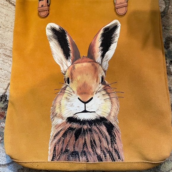 Anthropologie Handbags - Anthropologie Rabbit Tote bag in gold suede